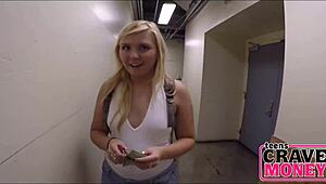 Blonde Teen Needs Money! Sucks and Fucks in POV for Cash!