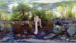 redhead milf carmen december yanks and masturbates with a dildo outdoors