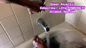 Daddy, please watch me tease my fat ebony pussy until it squirts in the shower!