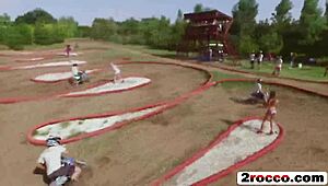 Slutty whores take rough double banging from army garrison