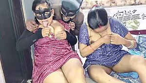 Wild threesome with devrani-jethani getting fingered and fucked hard!