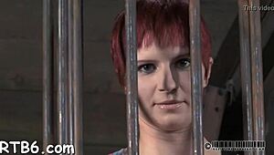 Restrained Gal Gets Wet in Garage, Sucking Cock and Bent Over for Hardcore Doggystyle Fucking