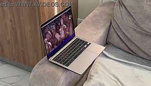 Nude Milf with Natural Tits Masturbates Wildly on Sofa in Lena Paul's Video.