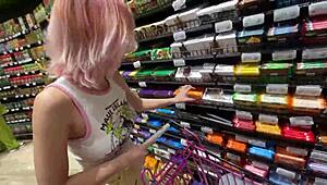 Skinny Cutie Walks City with Vibrator Inside