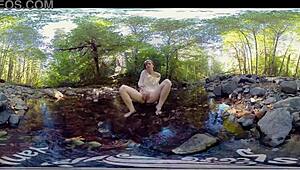 redhead milf carmen december yanks and masturbates with a dildo outdoors