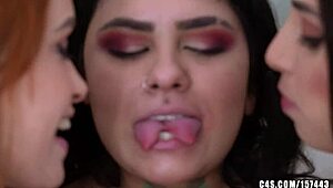 Bizarre Lesbian Trio Rips Clothes And Licks Wet Tongues In Fetish Kissing