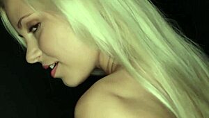 Naughty Blonde in Black Lingerie Teases Her Soft Pink Pussy