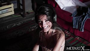 Hey, wanna see this sexy Spanish DJ finger her hairy pussy?