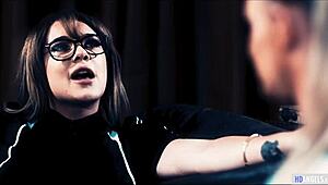 Huge tit geek lesbian and girlfriend roleplay face sitting 😍