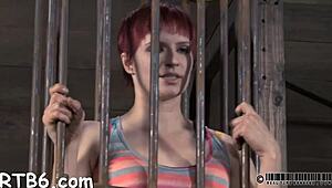 Restrained Gal Gets Wet in Garage, Sucking Cock and Bent Over for Hardcore Doggystyle Fucking