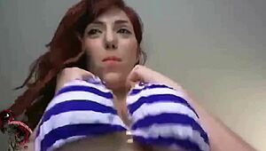 Hey, red-haired Lauren Phillips rubs herself wild on camshow