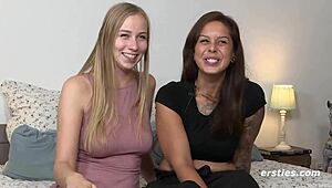 I am a 22-year-old blonde german girl spoiling my girlfriend with fingering and licking