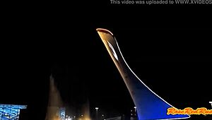 Flashing skirt at Olympic Park Sochi during 2014 event