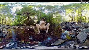 redhead milf carmen december yanks and masturbates with a dildo outdoors