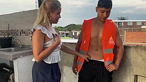 Yo, wanna watch builder bang boss’s blonde wife outdoors on deck?