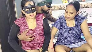 Wild threesome with devrani-jethani getting fingered and fucked hard!