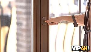 Helping Small-Boobied Russian Neighbor by Deeply Penetrating Her Tight Shaved Pussy