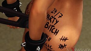 Blonde Lesbian In Restraints Experiences Intense Action