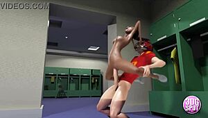 3dgspot - Naughty teen cheerleader rides quarterback's cock in locker room cartoon