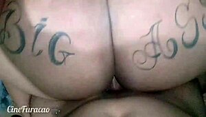 sexy brunette tattoo chubby bbw blows big black cock