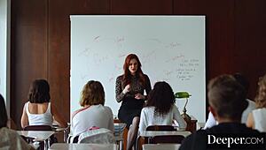 Deeper: Maitland Ward Delivers Dark Lessons to Students in Stockings