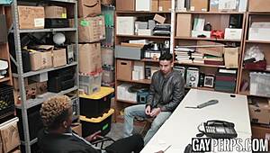 Handsome gay caught stealing, forced to suck big black cock