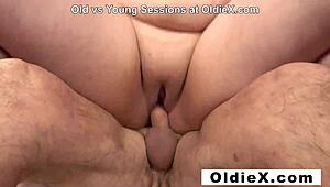 Damn, grandpa's sucking on those fat juicy titties!