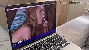 Nude Milf with Natural Tits Masturbates Wildly on Sofa in Lena Paul's Video.