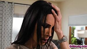 Shay is letting Eliza Ibarra lick her shaved pussy in this interracial scene.