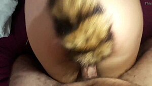 The submissive novice gets spanked and assfucked with an anal plug in her tight hole.