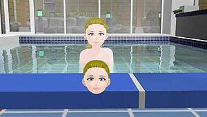 i saw an anime woman bathing in a japanese public sento bath.