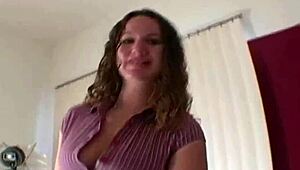 Busty handjob slut jerks my cock in pov