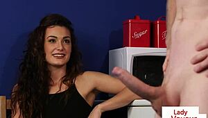 Cute Babe Spreads Legs To Assist Jerking Guy
