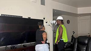 construction worker whore kendale slams client with bbc on the job. hard pounding leaves her dripping