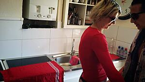 Hey stepson, watch me clean in lingerie, wanna bend me over today?