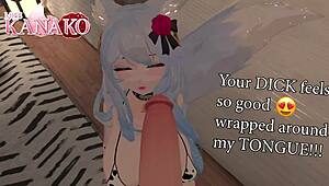 I cosplay as Ganyu, begging you to cum on my pretty face and tongue in catgirl cowkini