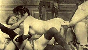 Vintage hairy pussy banged hard in steamy retro action.