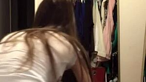 French Student Twerks Huge Ass While Boyfriend Sleeps