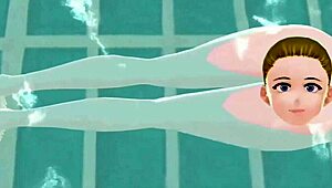 i saw an anime woman bathing in a japanese public sento bath.