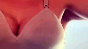Big tits blonde gets wet in public gym session