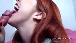 Spanish redhead amateur flashing tits outdoors with her couple. 😍