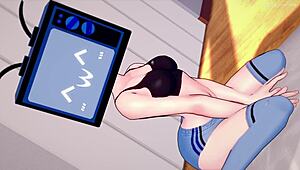 TV woman enjoys hot exercises in sportswear