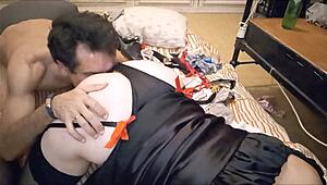 french whore in stockings and heels getting muff dived and doggystyled with dirty talk