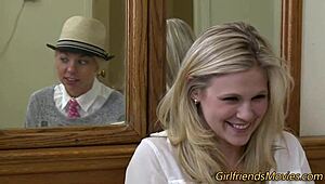 big tit lesbian dives in to lick teen box during steamy session