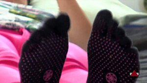 Her toe socks make me so hot, she moans during masturbation