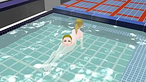 i saw an anime woman bathing in a japanese public sento bath.