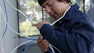 Watch This Mexican Slut Suck The Cable Guy's Cock