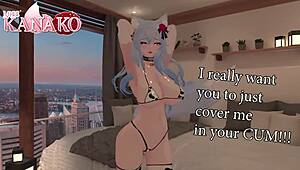 I cosplay as Ganyu, begging you to cum on my pretty face and tongue in catgirl cowkini