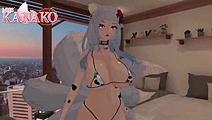 I cosplay as Ganyu, begging you to cum on my pretty face and tongue in catgirl cowkini
