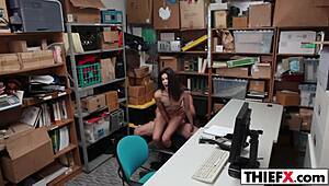 Sweet brunette teen receives blowjob and hardcore fucking with monster cock.